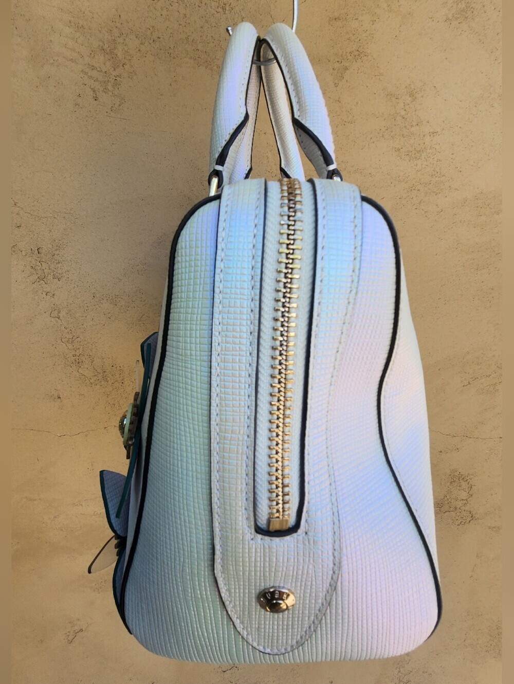 Henri Bendel Iridescent Teal Floral Satchel - NWOT - RARE - Picture 5 of 14